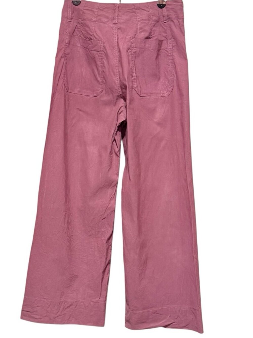 Anthropologie Maeve Sz 28 Colette Crop Wide-Leg Pants Pink Patch Pocket Linen - Picture 3 of 8